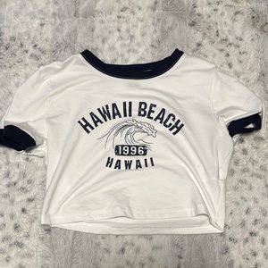 White crop top with ocean design
